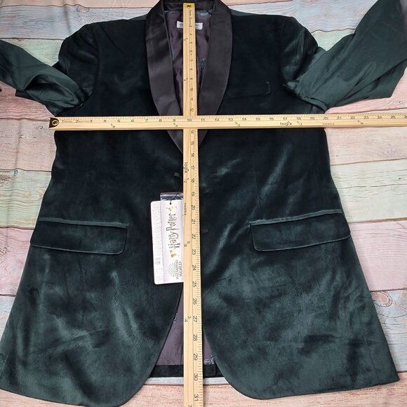 Harry Potter Wizarding World Slytherin 40R Mens Green Velvet Jacket - Picture 8 of 11